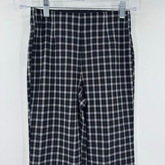 Aeropostale Plaid Flare Pants Elastic Waist Black White Academia Womens Sz XS - Picture 4 of 11